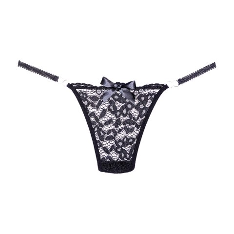 Allure Lace - Stringi koronkowe uniwersalne, czarne, komfortowy kroj Allure Lace - Stringi koronkowe uniwersalne, czarne, komfortowy kroj