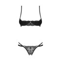 Obsessive - Zestaw dwuczęściowy Nutris stringi z otwartym krokiem + biustonosz m/l