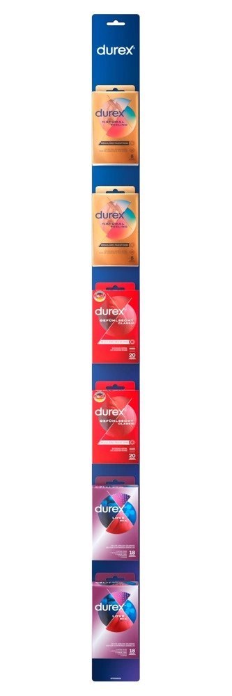 Durex Clip Strip - Zestaw 3 Rodzajów Prezerwatyw Thin Feel Real Feel I Surprise Mix Durex Clip Strip - Zestaw 3 Rodzajów Prezerwatyw Thin Feel Real Feel I Surprise Mix