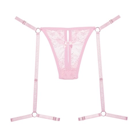 Allure Garters Stringi koronkowe z ozdobnymi obręczami i podwiązkami Allure Garters Stringi koronkowe z ozdobnymi obręczami i podwiązkami