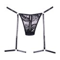 Allure Garters Stringi koronkowe z regulacją i srebrnymi detalami