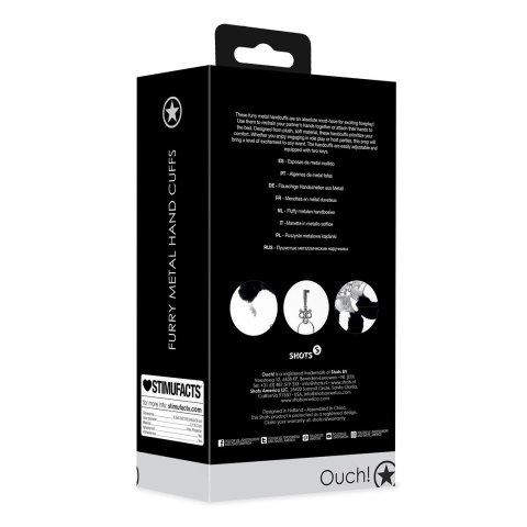 Futrzane metalowe mankiety na ręce Ouch! by shots Futrzane metalowe mankiety na ręce Ouch! by shots