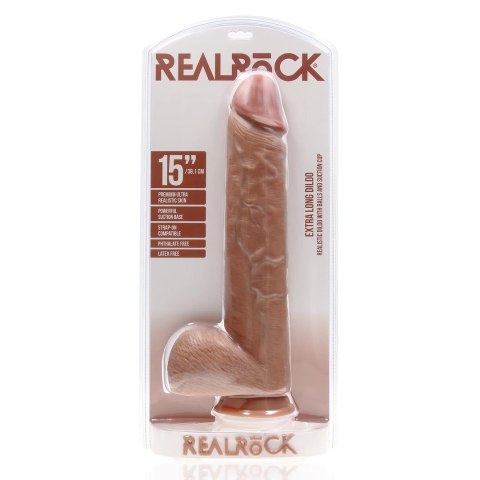 RealRock - Extra duże realistyczne dildo z jądrami 38 cm RealRock - Extra duże realistyczne dildo z jądrami 38 cm