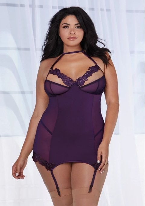 Dreamgirl - Halka z paskami do pończoch z mikrofibry - Plus Size Dreamgirl - Halka z paskami do pończoch z mikrofibry - Plus Size