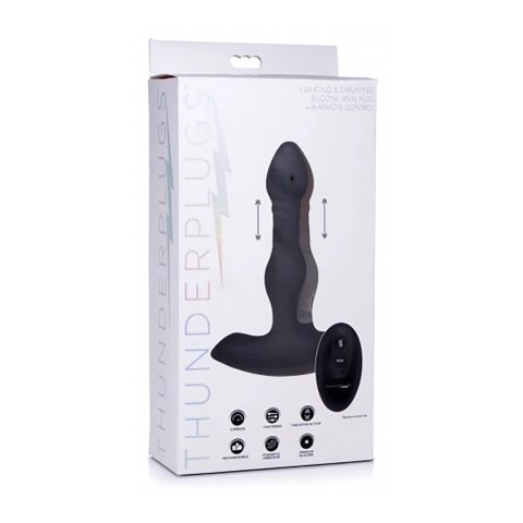 Wibrujący i pchający silikonowy plug z pilotem zdalnego sterowania Xr Brands Wibrujący i pchający silikonowy plug z pilotem zdalnego sterowania Xr Brands