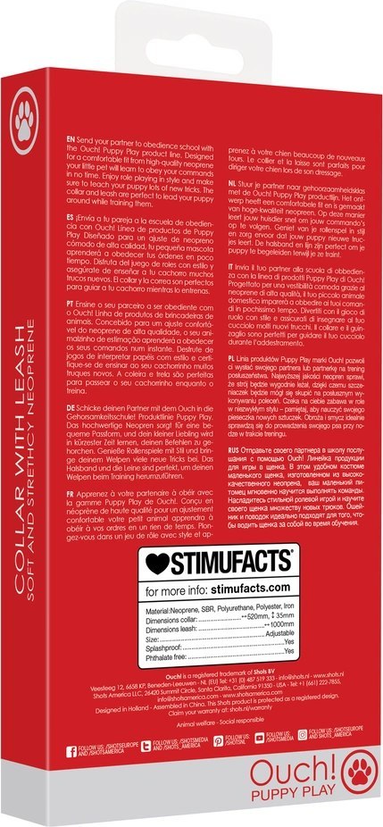 Obroża neoprenowa ze smyczą Ouch! by shots Obroża neoprenowa ze smyczą Ouch! by shots