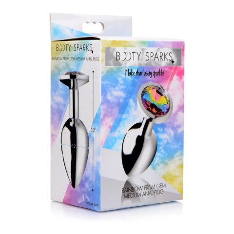 XR Brands - Korek analny z tęczowym diamentem - średni XR Brands - Korek analny z tęczowym diamentem - średni