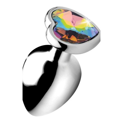 XR Brands - Korek analny z tęczowym diamentem w kształcie serca - duży XR Brands - Korek analny z tęczowym diamentem w kształcie serca - duży