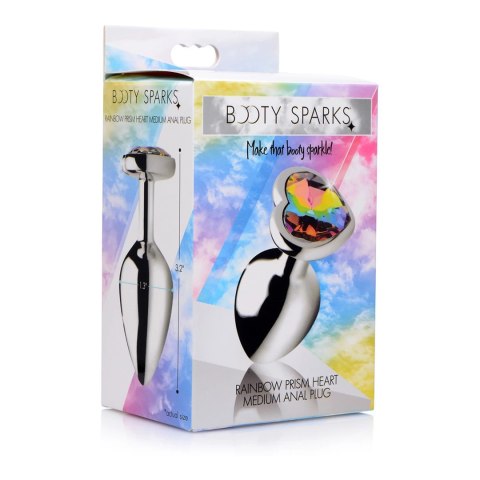 XR Brands - Korek analny z tęczowym diamentem w kształcie serca - średni XR Brands - Korek analny z tęczowym diamentem w kształcie serca - średni