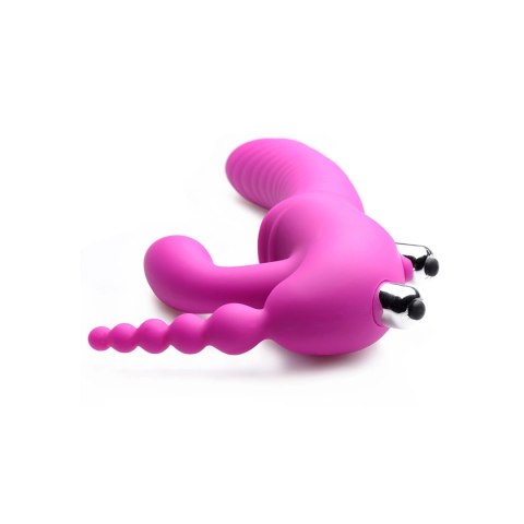 XR Brands - Potrójne, wibrujące, silikonowe dildo bez paska Regal XR Brands - Potrójne, wibrujące, silikonowe dildo bez paska Regal
