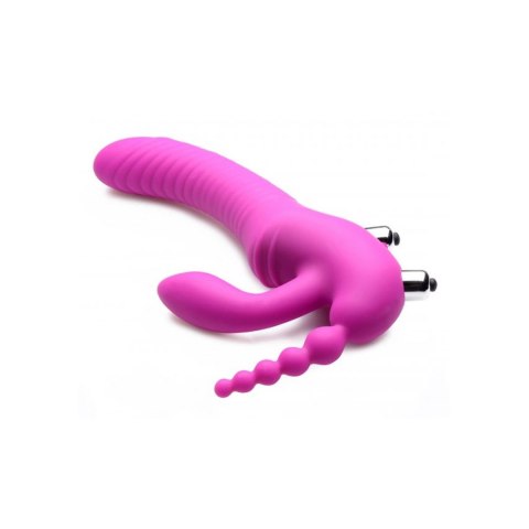 XR Brands - Potrójne, wibrujące, silikonowe dildo bez paska Regal XR Brands - Potrójne, wibrujące, silikonowe dildo bez paska Regal