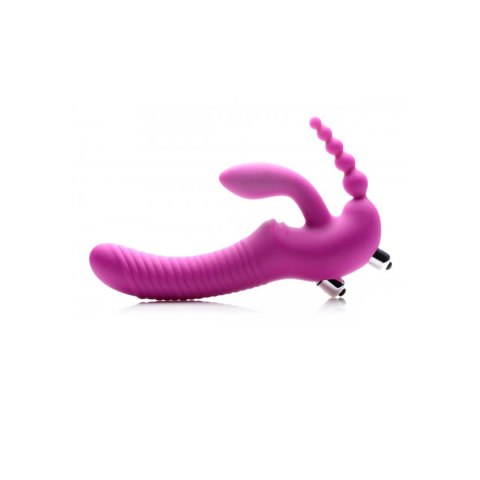 XR Brands - Potrójne, wibrujące, silikonowe dildo bez paska Regal XR Brands - Potrójne, wibrujące, silikonowe dildo bez paska Regal