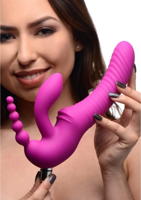 XR Brands - Potrójne, wibrujące, silikonowe dildo bez paska Regal XR Brands - Potrójne, wibrujące, silikonowe dildo bez paska Regal