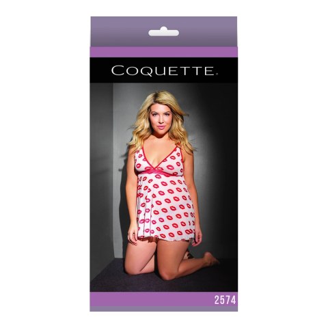 Coquette - Babydoll i stringi z nadrukiem - plus size Coquette - Babydoll i stringi z nadrukiem - plus size