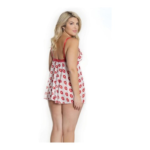 Coquette - Babydoll i stringi z nadrukiem - plus size Coquette - Babydoll i stringi z nadrukiem - plus size