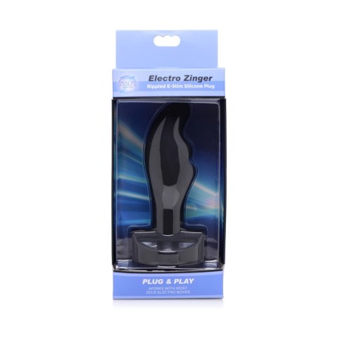 XR Brands - Żebrowany, silikonowy korek analny - elektrostymulcja XR Brands - Żebrowany, silikonowy korek analny - elektrostymulcja