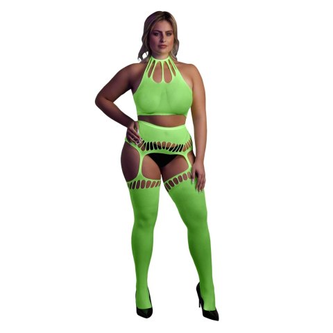 Dwuczęściowe body z krótkim topem i pończochami XL/XXXXL Ouch! by shots Dwuczęściowe body z krótkim topem i pończochami XL/XXXXL Ouch! by shots