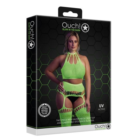 Dwuczęściowe body z krótkim topem i pończochami XL/XXXXL Ouch! by shots Dwuczęściowe body z krótkim topem i pończochami XL/XXXXL Ouch! by shots