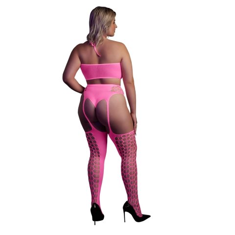 Dwuczęściowe body z krótkim topem i pończochami XL/XXXXL Ouch! by shots Dwuczęściowe body z krótkim topem i pończochami XL/XXXXL Ouch! by shots