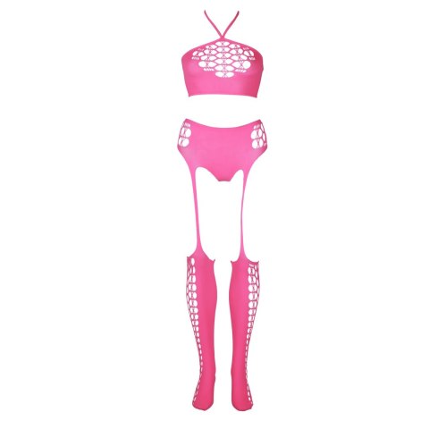 Dwuczęściowe body z krótkim topem i pończochami XL/XXXXL Ouch! by shots Dwuczęściowe body z krótkim topem i pończochami XL/XXXXL Ouch! by shots