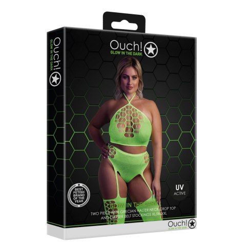 Dwuczęściowe body z krótkim topem i pończochami XL/XXXXL Ouch! by shots Dwuczęściowe body z krótkim topem i pończochami XL/XXXXL Ouch! by shots