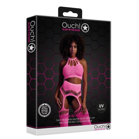 Dwuczęściowe body z krótkim topem i pończochami XS/L Ouch! by shots Dwuczęściowe body z krótkim topem i pończochami XS/L Ouch! by shots