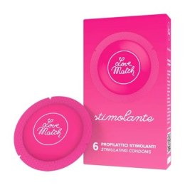 Love Match Stimolante prezerwatywy żebrowane i kropkowane 6 sztuk