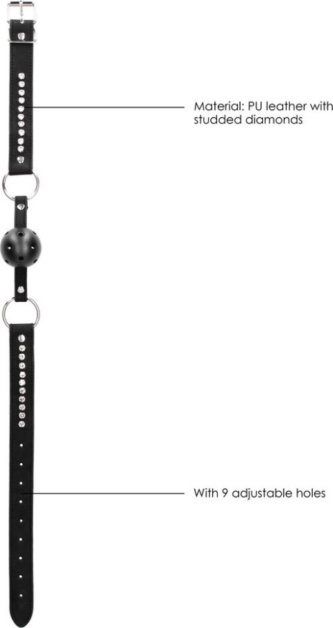 Breathable Ball Gag with with Diamond Studded Straps Ouch! by shots Breathable Ball Gag with with Diamond Studded Straps Ouch! by shots