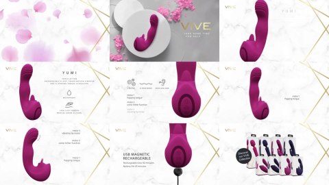 Vive - Wibrator z potrójnym silnikiem G-Spot i migoczącym językiem Yumi Vive - Wibrator z potrójnym silnikiem G-Spot i migoczącym językiem Yumi