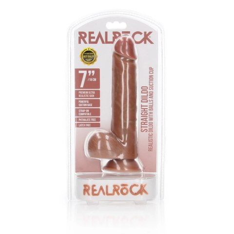 RealRock - Proste realistyczne dildo z jądrami i przyssawką 18 cm RealRock - Proste realistyczne dildo z jądrami i przyssawką 18 cm