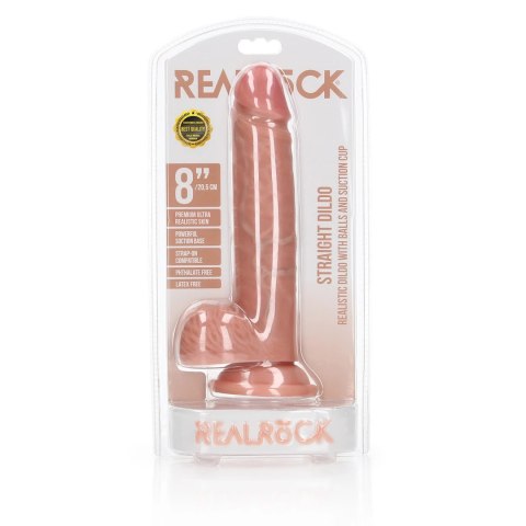RealRock - Proste realistyczne dildo z jądrami i przyssawką 20,5 cm RealRock - Proste realistyczne dildo z jądrami i przyssawką 20,5 cm