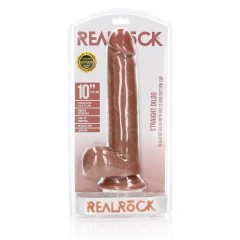 RealRock - Proste realistyczne dildo z jądrami i przyssawką 25,5 cm RealRock - Proste realistyczne dildo z jądrami i przyssawką 25,5 cm