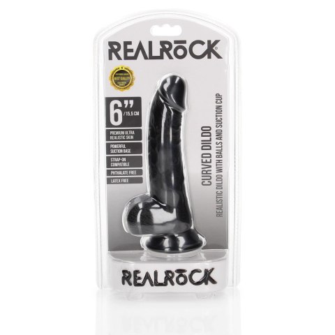RealRock - Zakrzywione realistyczne dildo z jądrami i przyssawką 15,5 cm RealRock - Zakrzywione realistyczne dildo z jądrami i przyssawką 15,5 cm