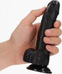 RealRock - Zakrzywione realistyczne dildo z jądrami i przyssawką 15,5 cm
