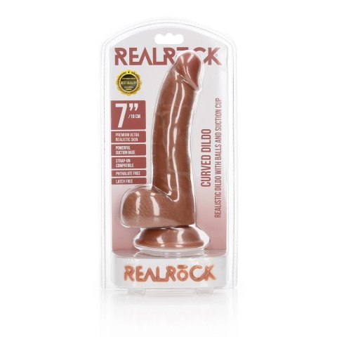 RealRock - Zakrzywione realistyczne dildo z jądrami i przyssawką 18 cm RealRock - Zakrzywione realistyczne dildo z jądrami i przyssawką 18 cm