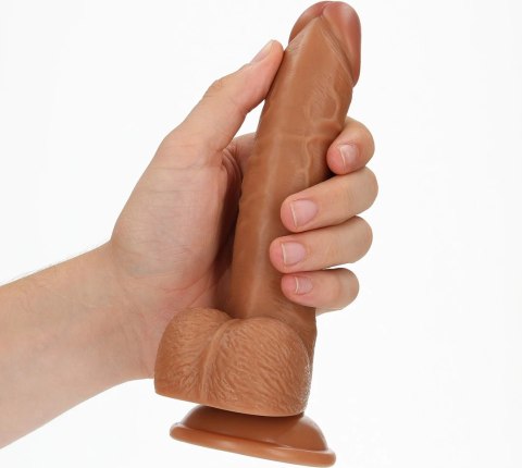 RealRock - Zakrzywione realistyczne dildo z jądrami i przyssawką 18 cm RealRock - Zakrzywione realistyczne dildo z jądrami i przyssawką 18 cm