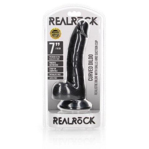 RealRock - Zakrzywione realistyczne dildo z jądrami i przyssawką 18 cm RealRock - Zakrzywione realistyczne dildo z jądrami i przyssawką 18 cm