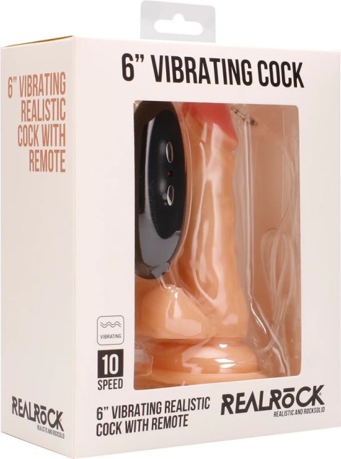 RealRock - Wibrujące realistyczne dildo z jądrami - z pilotem 15 cm RealRock - Wibrujące realistyczne dildo z jądrami - z pilotem 15 cm