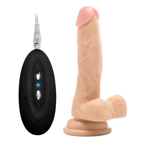 RealRock - Wibrujące realistyczne dildo z jądrami - z pilotem 18 cm RealRock - Wibrujące realistyczne dildo z jądrami - z pilotem 18 cm