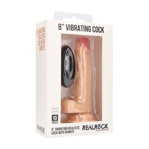 RealRock - Wibrujące realistyczne dildo z jądrami - z pilotem 20 cm RealRock - Wibrujące realistyczne dildo z jądrami - z pilotem 20 cm