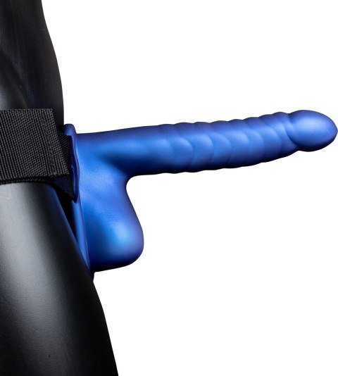 Ouch! - Prążkowany pasek z dildo z jądrami - 21 cm Ouch! - Prążkowany pasek z dildo z jądrami - 21 cm