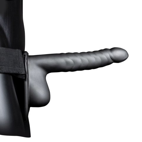 Ouch! - Prążkowany pasek z dildo z jądrami - 21 cm Ouch! - Prążkowany pasek z dildo z jądrami - 21 cm
