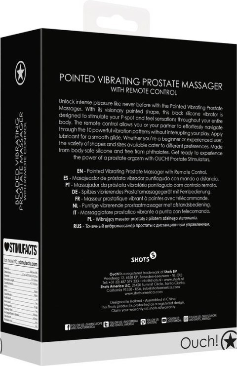 Ouch! - Spiczasty, wibrujący masażer prostaty z pilotem Ouch! - Spiczasty, wibrujący masażer prostaty z pilotem