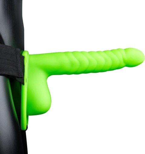 Ouch! - Świecące w ciemności dildo z jądrami na pasku - 21 cm Ouch! - Świecące w ciemności dildo z jądrami na pasku - 21 cm