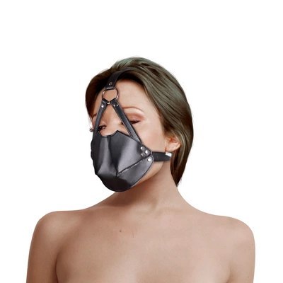 Ouch! - Uprząż na głowę z osłoną ust i oddychającym kneblem kulkowym Ouch! - Uprząż na głowę z osłoną ust i oddychającym kneblem kulkowym