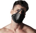 Ouch! - Uprząż na głowę z osłoną ust i solidnym kneblem kulkowym