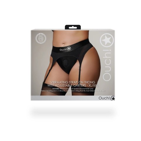 Ouch! - Wibrujące stringi z regulowanymi podwiązkami XL/XXL Ouch! - Wibrujące stringi z regulowanymi podwiązkami XL/XXL
