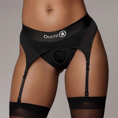Ouch! - Wibrujące stringi z regulowanymi podwiązkami - M/L Ouch! - Wibrujące stringi z regulowanymi podwiązkami - M/L