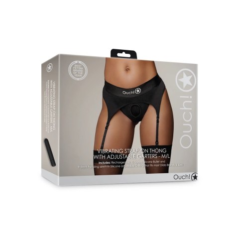 Ouch! - Wibrujące stringi z regulowanymi podwiązkami - M/L Ouch! - Wibrujące stringi z regulowanymi podwiązkami - M/L