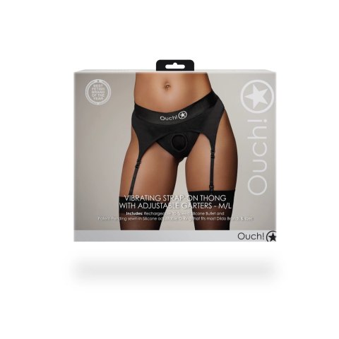 Ouch! - Wibrujące stringi z regulowanymi podwiązkami - M/L Ouch! - Wibrujące stringi z regulowanymi podwiązkami - M/L